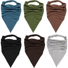 6Pack Scarf Headband Women’s Triangle Scarf Elastic Boho Bandana Head Scarves with Clips Non Slip Hair Kerchief