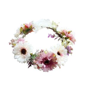 Vivivalue Boho Flower Crown Rose Flowerbled Hair -Hairpiece Headpiece Handpiece Halo with Ribbon Wedding Party Photos Festival Red and White
