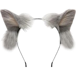 Handmade Fur Fox Wolf Cat Ears Headwear Fancy Dress Cosplay Animal Furry Ears Head Accessories for Halloween