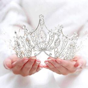 Baroque Crowns and Tiaras Rhinestone Bride Wedding Queen Crown Crystal Tiara for Women
