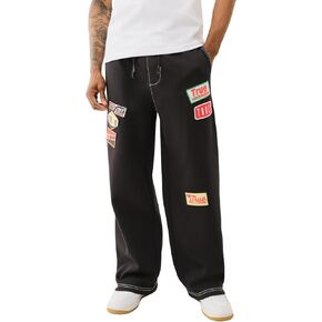 True Religion Men's Patch Big-T Baggy Sweatpants - Jet Black | Relaxed Fit Sweatpants