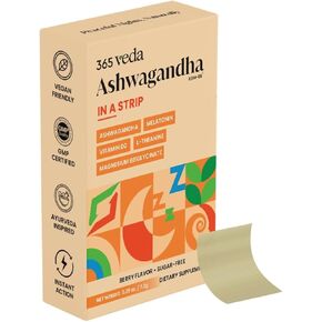شرائح Ashwagandha عن طريق الفم 100 ملغ KSM 66 Ashwagandha ، L-theanine ، الميلاتونين ، فيتامين D2 والمغنيسيوم ، شريط نباتي للرجال والنساء ، خالية من السكر ، غير المعدلة وراثيا ، 30 شريط عن طريق الفم (التوت)