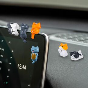 6 PCS Mini Cat Cute Car Accessories, Resin Funny Car Rearview Mirror Decorations Cute Car Dashboard Decor Interior Decors Gift Cute Car Ornament Gifts Mini Cat Car Decor Cat Lover Gifts