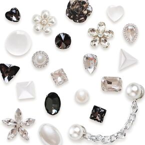 Bling Shoe Charms, Rhinestone Decorative Accessories for Footwear, PVC material, Black and White Charms Decoration for Shoes Party Favors Gifts for Kids and Adults