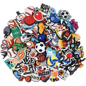Shoe Charms, Lot of 50/100/200/300 PCS Clip Buckle Charms Random Sports PVC Different for Clog Shoes Decoration Charms