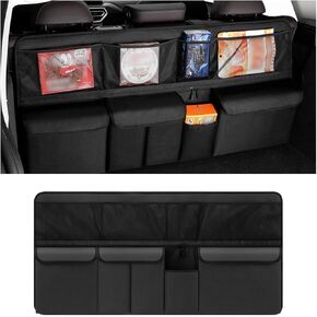Mandark Car Trunk Organizer, Large Capacity Vehicle Backseat Hanging Storage Bag with 9 Pocekt, Space Saving Auto Seat Back Cargo Organizing Accessories, Universal for SUV, Truck, Van (Black)