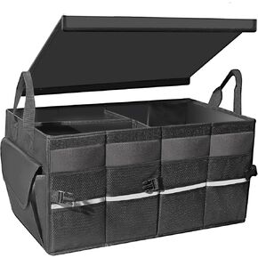 Car Trunk Organizer,Collapsible Car Trunk Storage Organizer with 55L Large Capacity,Waterproof Durable Multi Compartment Trunk Organizer
