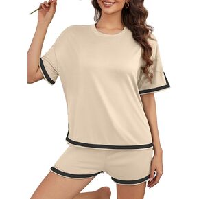 Women's 2 Piece Outfits Summer Comfy Lounge Sets Casual Loose Outfits Matching Tops and Shorts