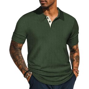 PJ PAUL JONES Mens Polo Shirts Short Sleeve Textured Polo T Shirt Summer Casual Knitted Golf Shirt in Saudi Arabia