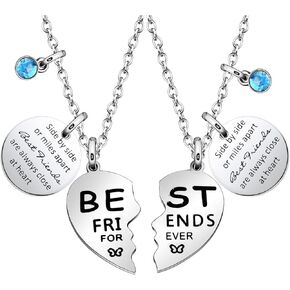 2pcs أفضل الأصدقاء الفضة إلى الأبد قلادة مجموعة هدية مع معلقات على شكل قلب محفور سحر ل BFF Bestie زميل الصداقة المجوهرات