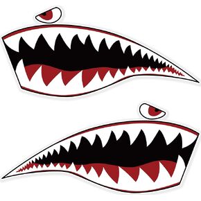 P40 Warhawk Shark Tiger 6 Inches (2Pk) - Strong Adhesive Motorcycle Helmet Stickers - No Fade, Used for Car, Laptop, Truck, Water Bottle, ATV