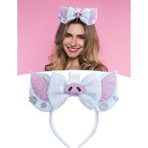 Funny Mouse Ears Bow Headband with Sequins & Featured Accessories, for Disneyland Moana Costume Cosplay Party