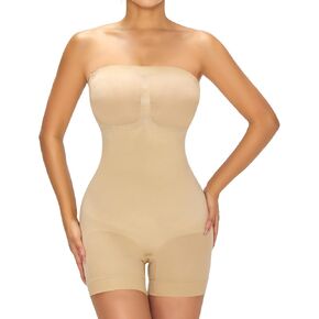 Mosebo Strapless Shapewear Bodysuit for Women Tummy Control Seamless Body Shaper with Removable Straps