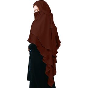 Geyoga Women's Muslim Prayer Hijab 2 Layers Islamic Hijab Cover Soft Lightweight Breathable Hijab Long Scarf