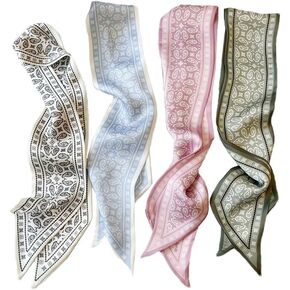 QTMY 4 Pack Purse Scarf for Bags Silk Head Scarf for Hair Handbag Women Scarfs Band Hair Neck Scarves Fashion Gifts,187