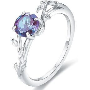 مزيج Art Deco 0.8ct-1.35ct خاتم الإسكندريت 925 الفضة الاسترليني ، الأرجواني الأرجواني ألكسندريت مطلي ببلاتين حلقات للنساء ، ومختلف قصاصات حجر الأحجار الكريمة الأصلية في يونيو 4-9