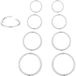 16Gauge（1.2mm） Surgical Stainless Steel earrings for women 6-8-10-12mm| S925 Sterling Silver plated Septum rings Hinged Clicker Segment Nose Rings Helix Cartilage Daith Tragus Hypoallergenic sleeper hoop Earrings Body Piercing jewelry for Women Men earrin