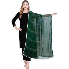Chandrakala Swarovski Dupatta for Women, Shawl Scarf Wrap Chunni (D289-P)
