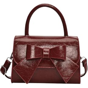 QWINEE Women's Bow Shoulder Bags Cute Handbag Clutch Crossbody Satchels Flap Magnet PU Leather Purse