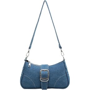 حقيبة Denim Hobo للنساء عتيقة Y2K الكتف Crossbody أكياس إبط ، قابض سلسلة Retro العصرية مع مشبك