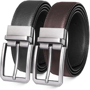 Men’s Casual Leather Belts - Reversible Belts For Men - Dual Side Adjustable buckle Dress Pants Mens Belts