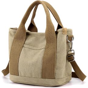 Handbag for Women Multi-Pockets, Canvas Tote Shoulder Bags with Zipper, Satchel Hobo Bag for Travel Work
