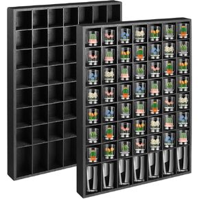 Large Shot Glass Display Case Wooden Shot Glass Holder Display Wall Mounted Shadow Box with Removable Shelves Shot Glasses Shelf Glass Rack Thimble Display Case Shot Glass Storage Case, 56 Slots