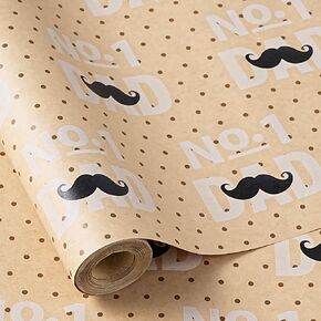 RUSPEPA Scented Father's Day Wrapping Paper - Mini Roll - Hat and Beard Pattern with Fragrance for Holiday, Party and More - 17 inches x 16.4 feet in Kuwait
