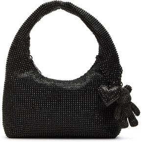 Steve Madden Teddie Rhinestone Hobo with Bear Hang Off, Black