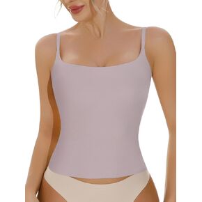 Artdear Women's Square Neck Tank Top Basic Spaghetti Straps Camisole Sexy double cami Carm Crops Tops Air Touch Fabric