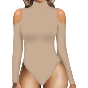 MANGOPOP Women Sexy Deep V Neck Short Sleeve Bodysuit Tops Cold Shoulder Casual T Shirts