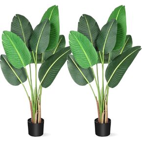 60 inchs Artificial Tree Bird of Paradise Artificial Plant with 10 Trunks Fake Tree - 5 Feet Faux Plants Fake Banana Tree Plant with Pot Artificial Trees for Home Decor Indoor Outdoor