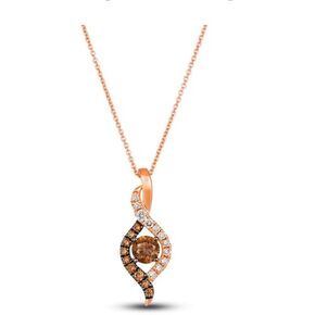 6.20mm Round Cut Brown & White Diamond Teardrop Women's Pendent 14K Rose Gold Finish