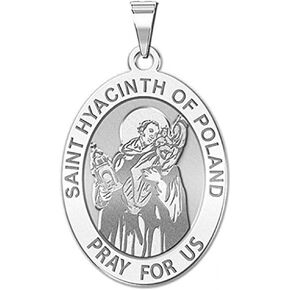Picturesongold.com Saint Hyacinth of Poland Oval Medal - 2/3 × 3/4 بوصة حجم النيكل ، الفضة الاسترليني