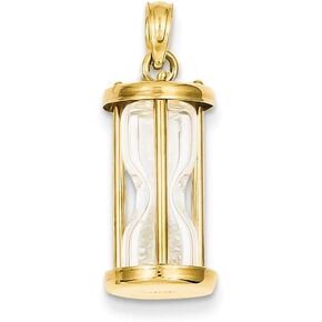 Solid 14k Yellow Gold Polished 3 D Hourglass Charm Pendant (27mm x 10mm)