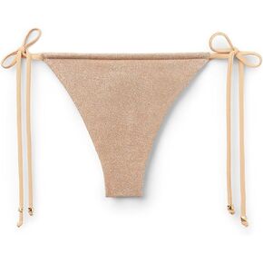 Woman's Brazilian String Swimsuit Bottoms Golden Glitter