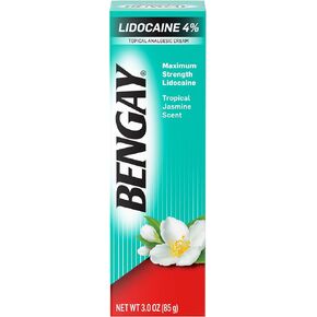 Bengay Lidocaine Pain Relief Cream, Maximum Strength OTC, Non-Greasy Topical Analgesic with 4% Lidocaine to Desensitize Nerves, Numbing Cream with a Soothing Jasmine Scent, 3 oz