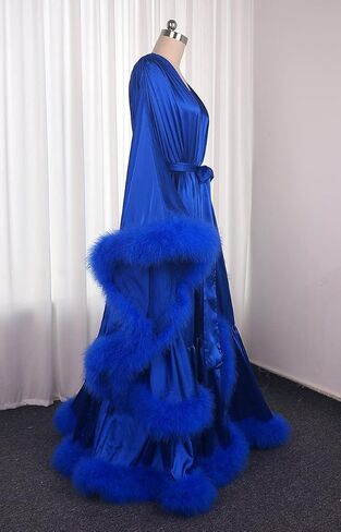 Old Hollywood Feather Robe Sexy Boudoir Robe Feather Bridal Robe Satin Long Wedding Scarf New Custom Made in Kuwait
