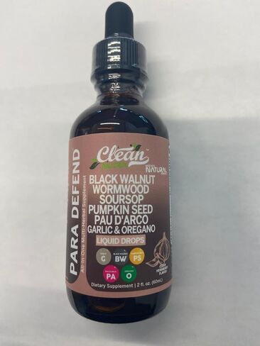 para Defend Wormwood Black Walnut Cleanse for Humans Drops Liquid Soursop Garlic Pumpkin Seed PAU D'Arco Oil of Oregano Turmeric Berberine Neem Extract Hull Bark Tincture by Clean Nutra in Saudi Arabia