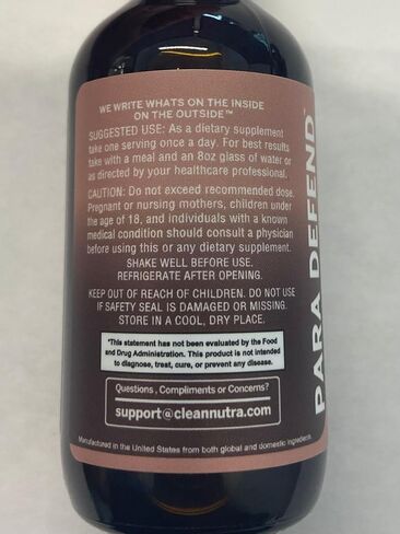 para Defend Wormwood Black Walnut Cleanse for Humans Drops Liquid Soursop Garlic Pumpkin Seed PAU D'Arco Oil of Oregano Turmeric Berberine Neem Extract Hull Bark Tincture by Clean Nutra in Saudi Arabia