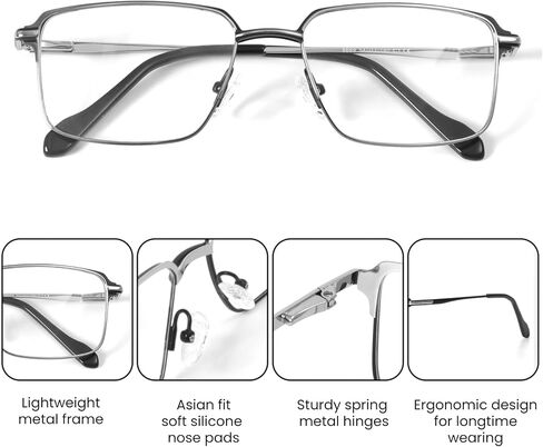 Clear Lens Glasses for Men, Lightweight Mens Eyewear Frame, Business Style Non Prescription Glasses, Lens Replaceable in Saudi Arabia