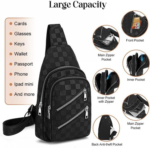 Sling Bag for Women Crossbody Bag Water- Resistant Leather Cross Body Sling Backpack Fanny Pack for Travel& Shopping in Saudi Arabia
