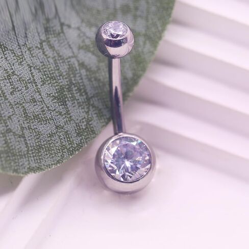 Titanium Belly Button Rings Internally Threaded 10/12 mm Long Belly Ring Round Heart CZ Navel Rings 14G Belly Piercing Jewelry for Women Men in Saudi Arabia