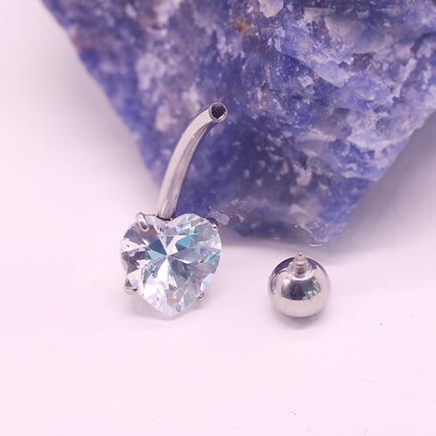 Titanium Belly Button Rings Internally Threaded 10/12 mm Long Belly Ring Round Heart CZ Navel Rings 14G Belly Piercing Jewelry for Women Men in Saudi Arabia