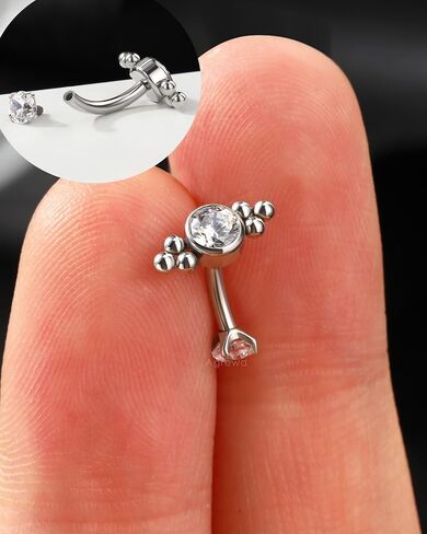 Minimalist Rook Earrings, G23 Solid Titanium Eyebrow Rook Piercing Jewelry, 16G Internally Thread Vertical Labret Stud in Saudi Arabia