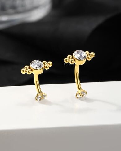 Minimalist Rook Earrings, G23 Solid Titanium Eyebrow Rook Piercing Jewelry, 16G Internally Thread Vertical Labret Stud in Saudi Arabia