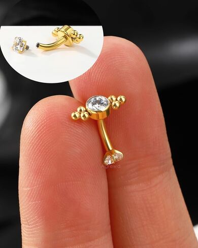 Minimalist Rook Earrings, G23 Solid Titanium Eyebrow Rook Piercing Jewelry, 16G Internally Thread Vertical Labret Stud in Saudi Arabia