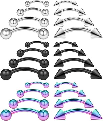 Ruifan 24PCS 16G Surgical Steel Eyebrow Ear Navel Belly Lip Ring Body Piercing Jewelry in Saudi Arabia