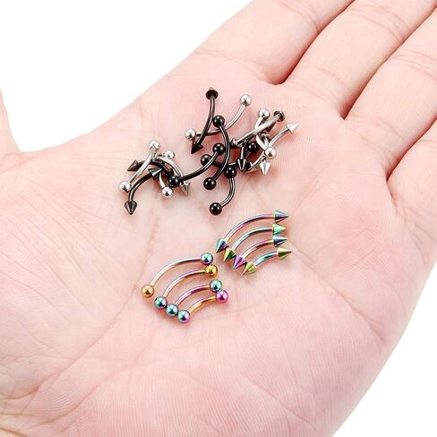 Ruifan 24PCS 16G Surgical Steel Eyebrow Ear Navel Belly Lip Ring Body Piercing Jewelry in Saudi Arabia