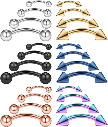 Ruifan 24PCS 16G Surgical Steel Eyebrow Ear Navel Belly Lip Ring Body Piercing Jewelry in Saudi Arabia